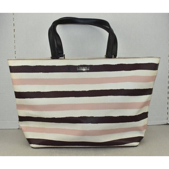 kate spade Handbags - Kate Spade Women Grant Street Jules Grainy Striped Vinyl Shoulder Bag Beach Tote